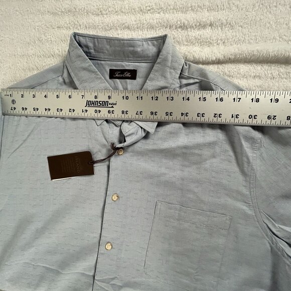 Tasso Elba Men Silk Blend Button Up Short Sleeve Shirt XXL Light Blue Casual New - Picture 5 of 7